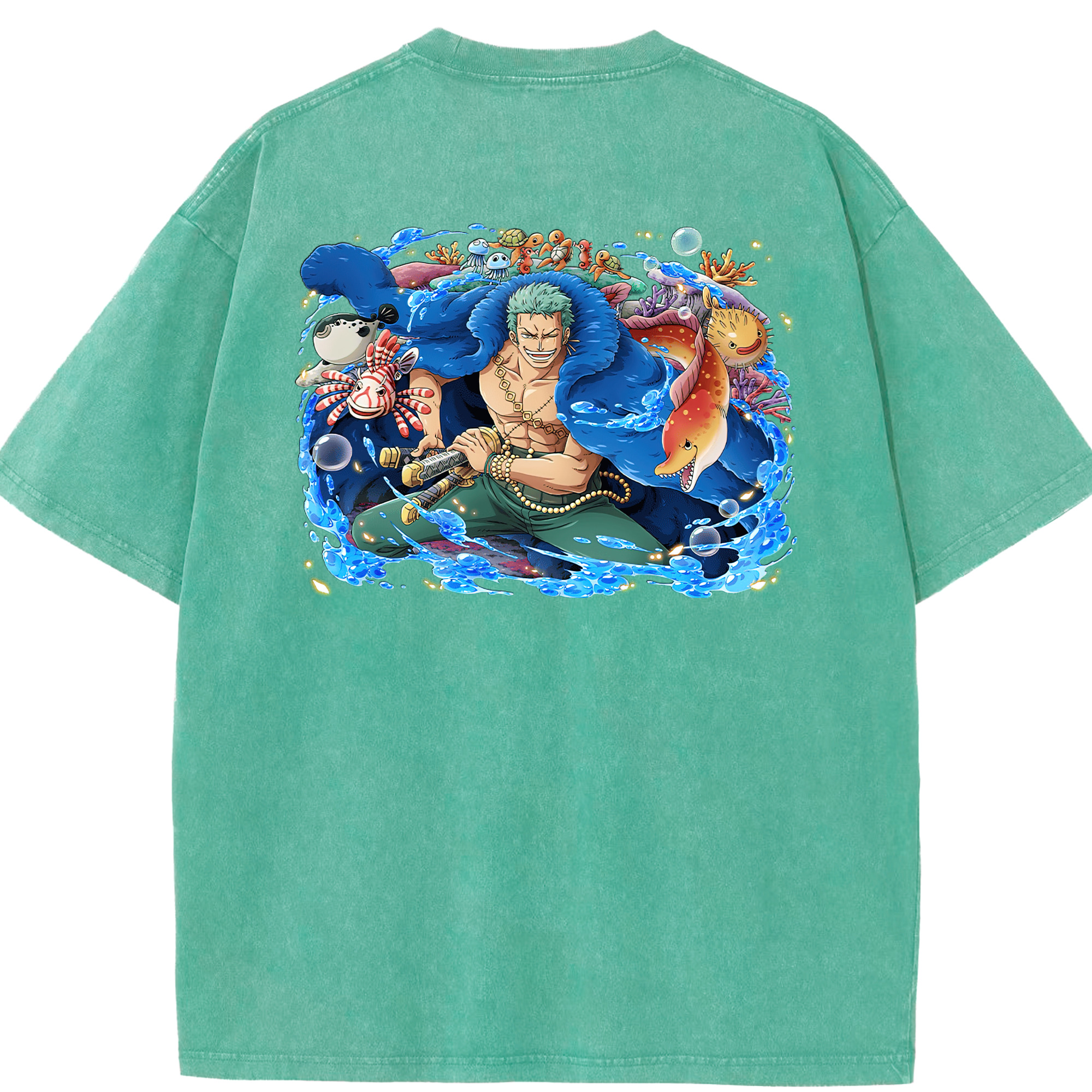 ワンピース ロロノア・ゾロ ONE PIECE Roronoa Zoro 綿100% ヴィンテージ風 半袖Tシャツ（背面プリント）